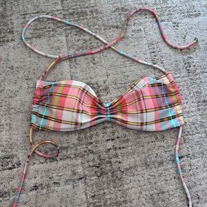 Victoria's Secret Colorful Plaid Bikini Top adjustable with padding
